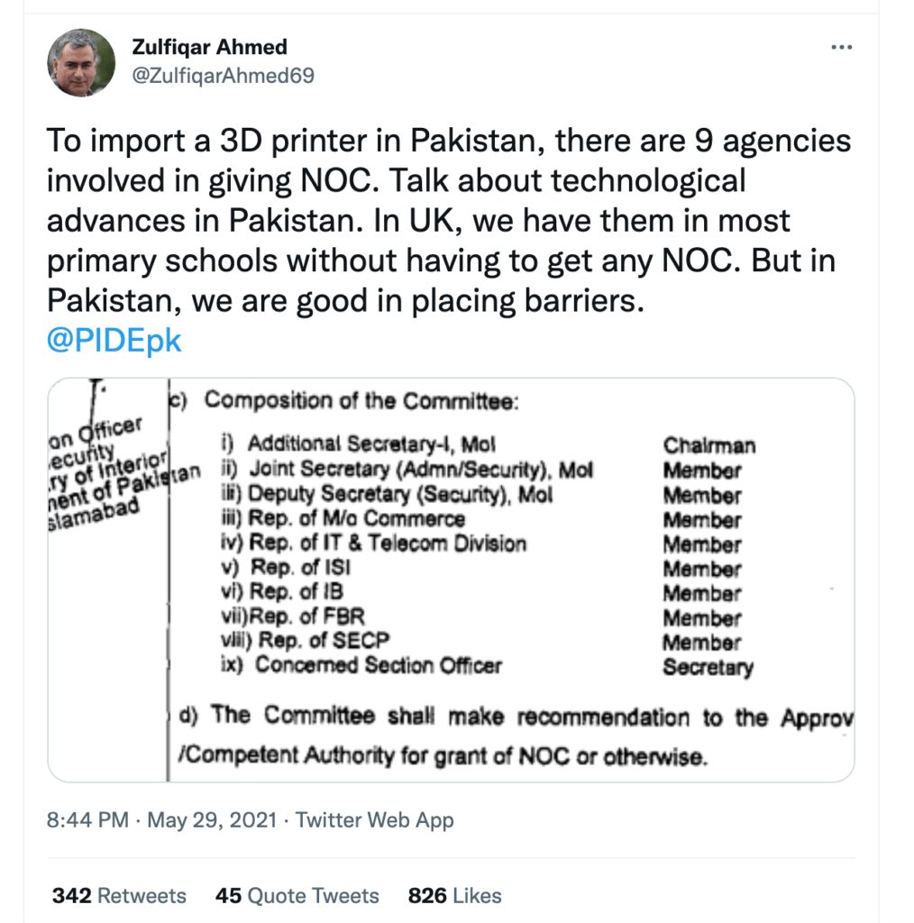 Barriers In Pakistan To Import 3d Printers [Tweet]